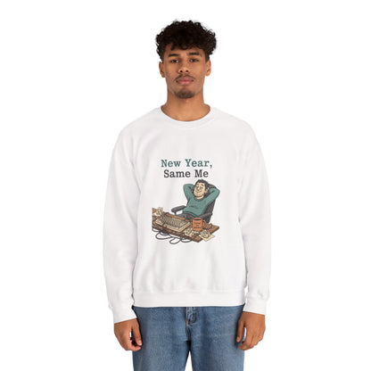 New Year, Same Me Sweatshirt | resolution joke shirt, January burnout meme