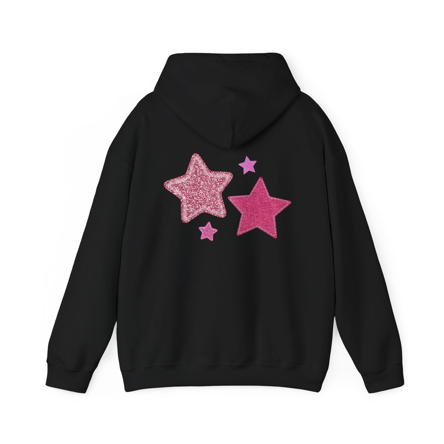 Pink Glitter Stars Hoodie — Cute Sparkle Graphic Pullover