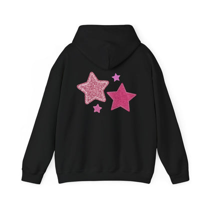 Pink Glitter Stars Hoodie — Cute Sparkle Graphic Pullover