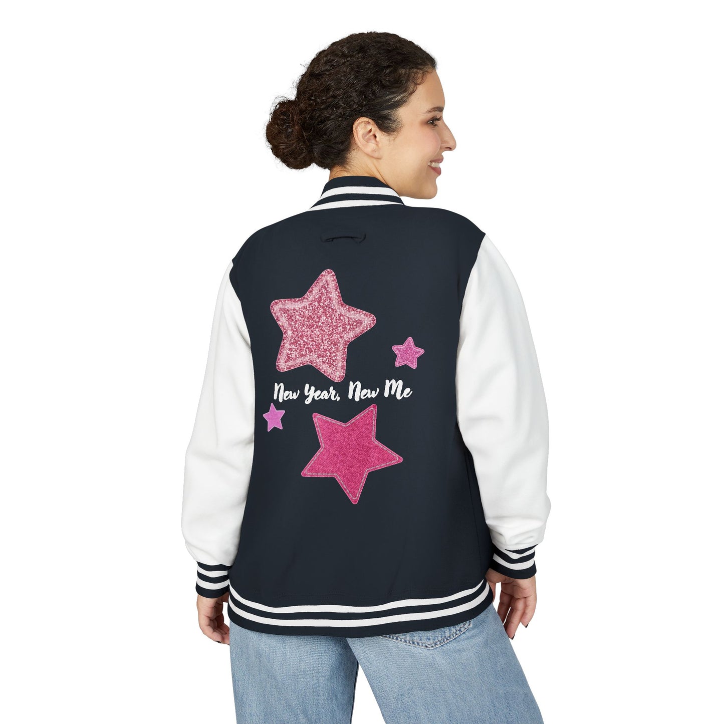 Cute Pink Star Letterman Jacket – New Year New Me
