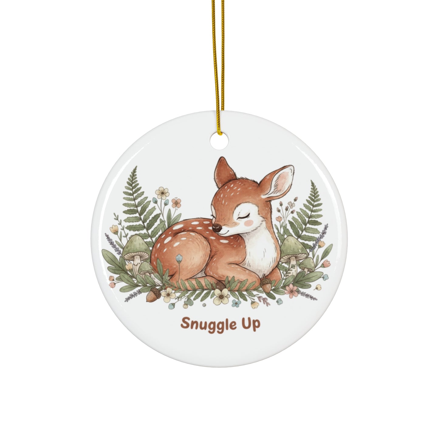 Woodland Fawn Ceramic Ornament — 4 Shape Options