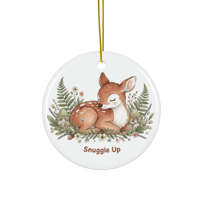 Woodland Fawn Ceramic Ornament — 4 Shape Options