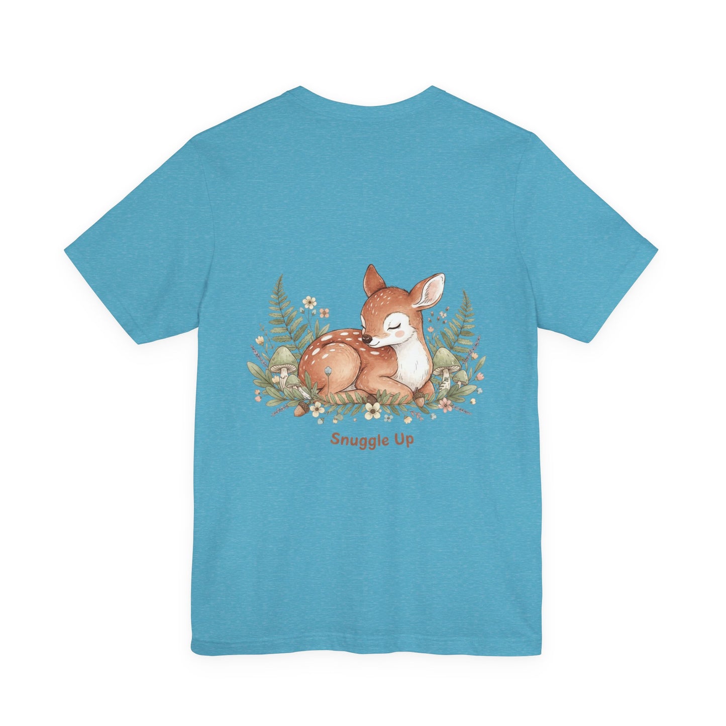 Snuggled Fawn Illustration Tee | cute animal illustration, winter forest art