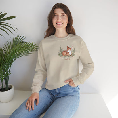 Cozy Winter Forest Fawn Crewneck Sweatshirt | cute animal illustration, cozy critter art