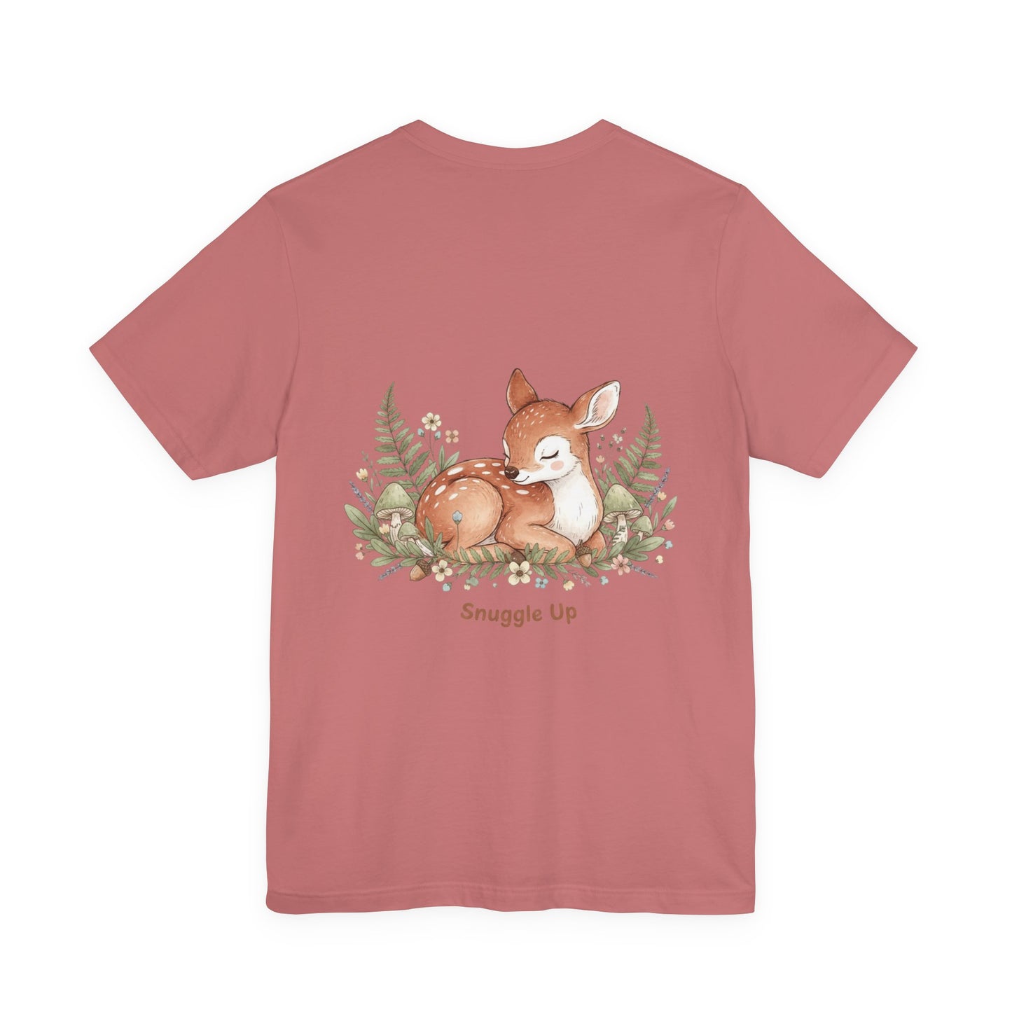Snuggled Fawn Illustration Tee | cute animal illustration, winter forest art