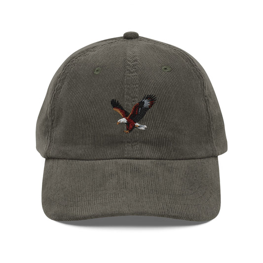 Corduroy Eagle Cap — Vintage Embroidered Baseball Hat
