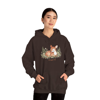 Cozy Fox Illustration Hoodie | cute animal illustration, winter forest art