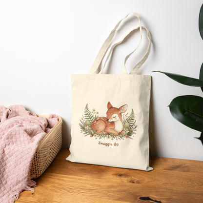 Sleeping Fox Illustration Tote, cute animal illustration | winter forest art