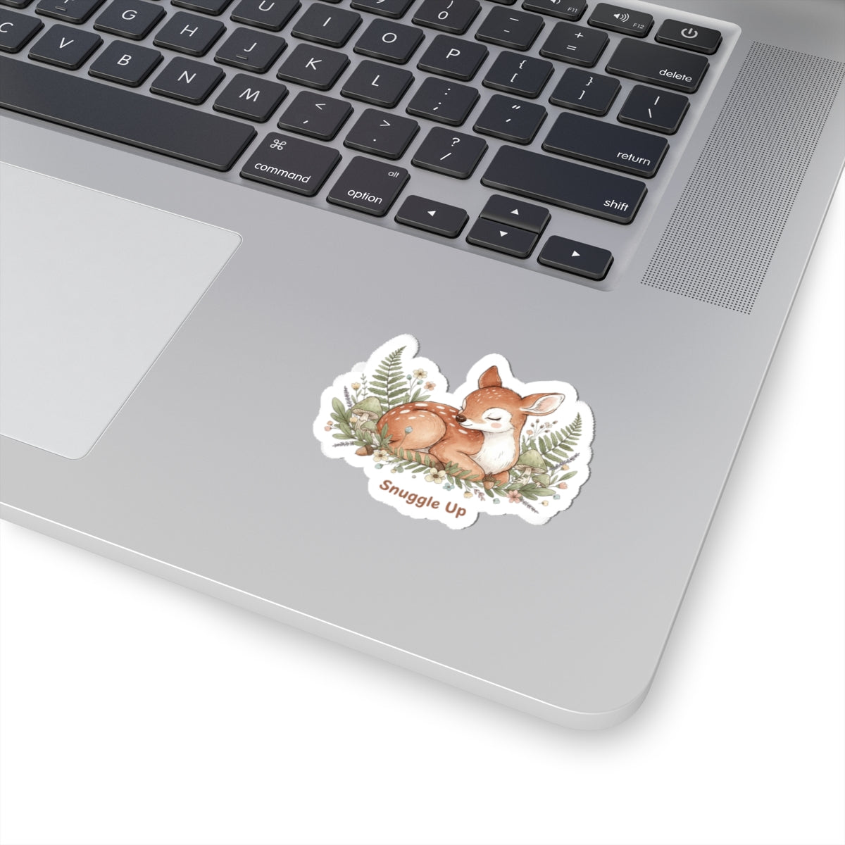 Snuggle Up Fawn Sticker | cozy critter sticker, winter forest art