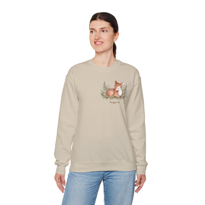 Cozy Winter Forest Fawn Crewneck Sweatshirt | cute animal illustration, cozy critter art