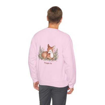Cozy Winter Forest Fawn Crewneck Sweatshirt | cute animal illustration, cozy critter art
