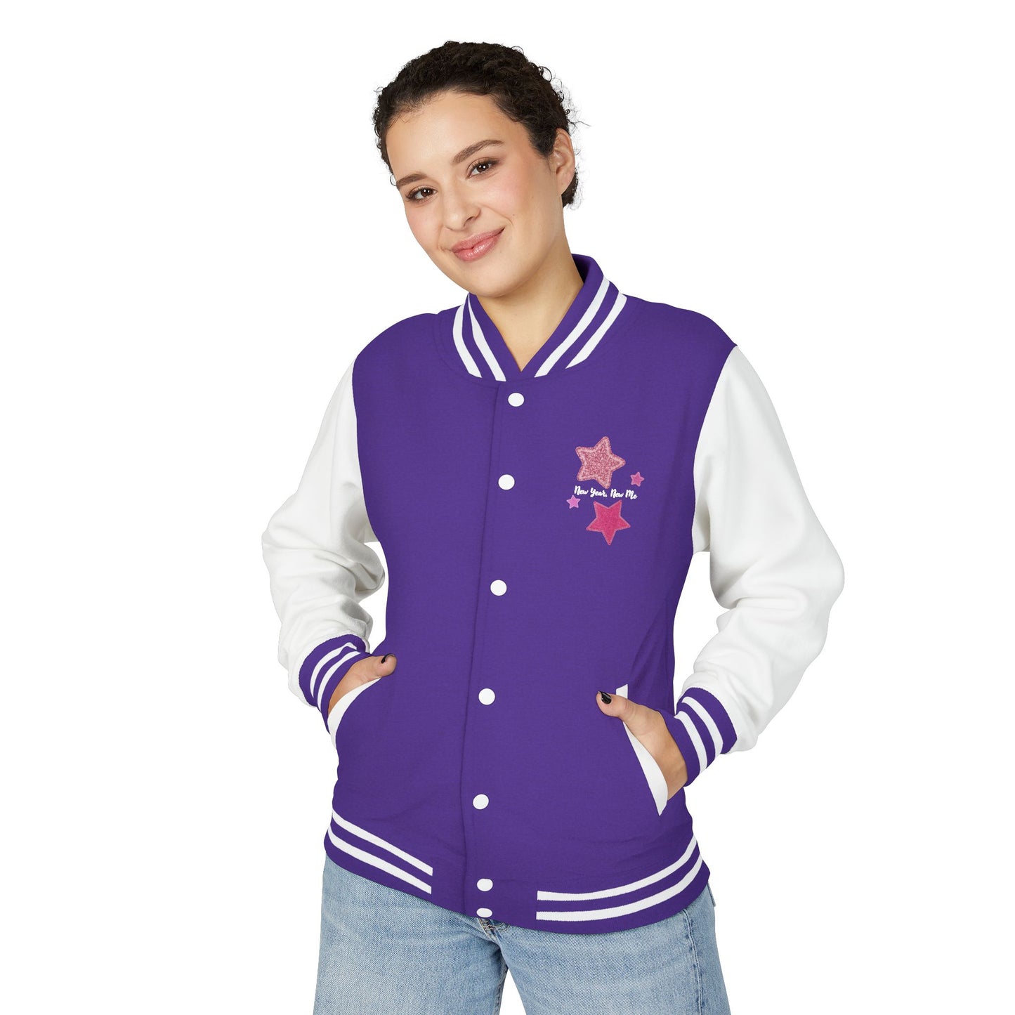Cute Pink Star Letterman Jacket – New Year New Me