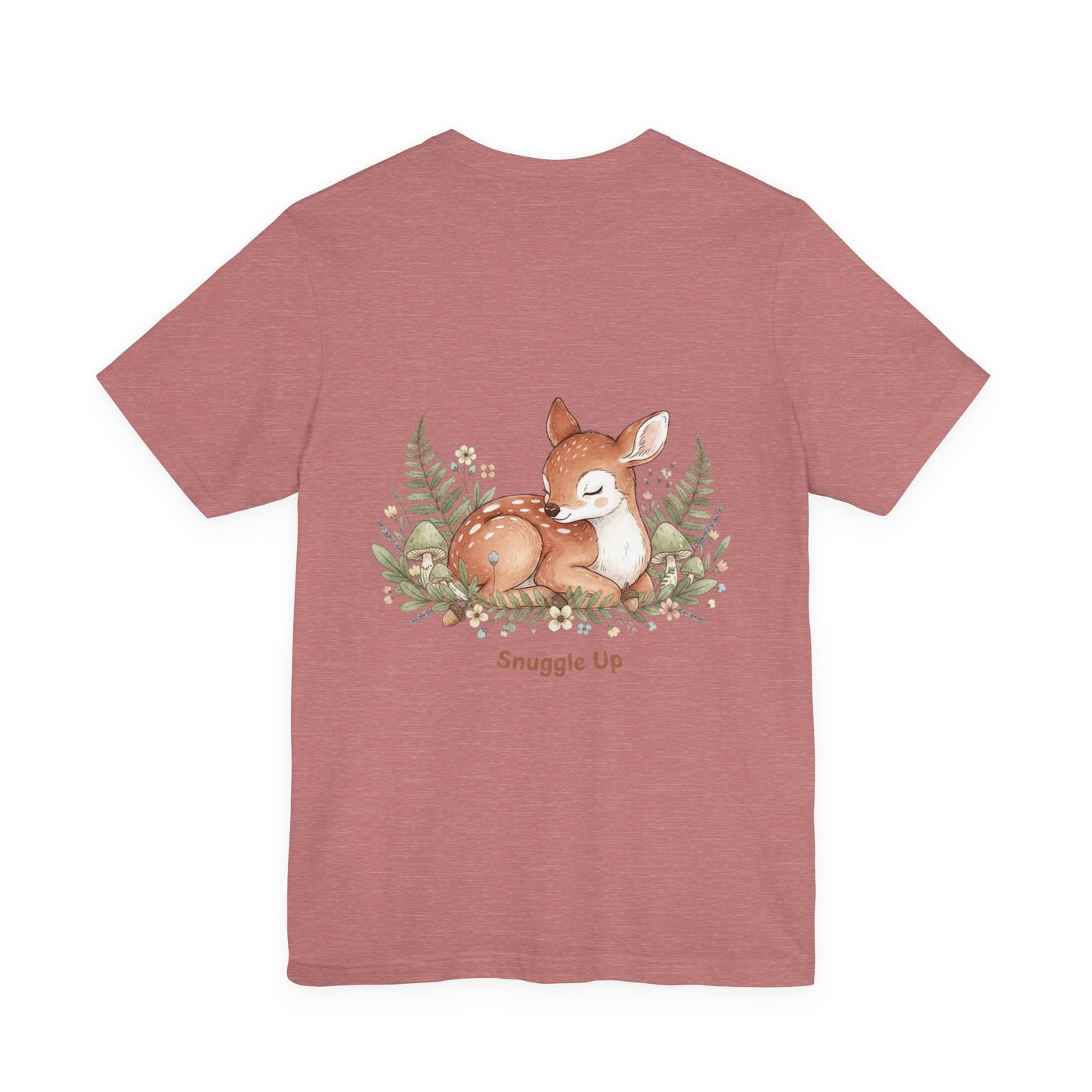 Snuggled Fawn Illustration Tee | cute animal illustration, winter forest art