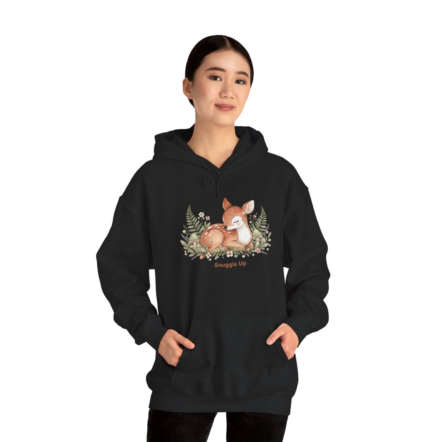 Cozy Fox Illustration Hoodie | cute animal illustration, winter forest art