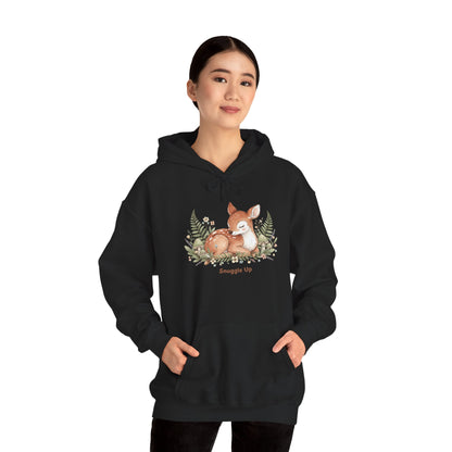 Cozy Fox Illustration Hoodie | cute animal illustration, winter forest art