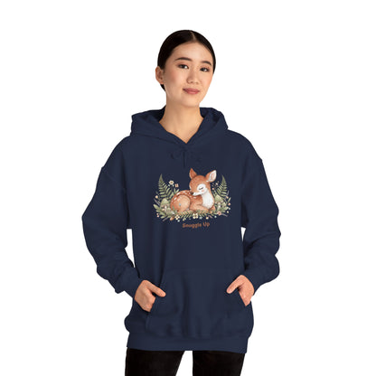 Cozy Fox Illustration Hoodie | cute animal illustration, winter forest art