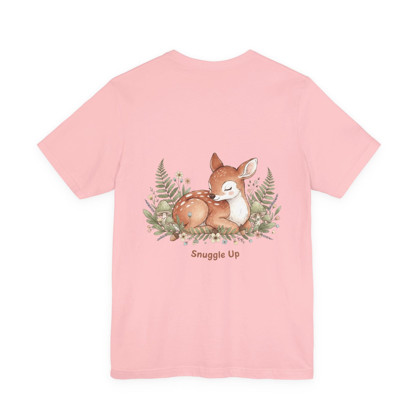 Snuggled Fawn Illustration Tee | cute animal illustration, winter forest art