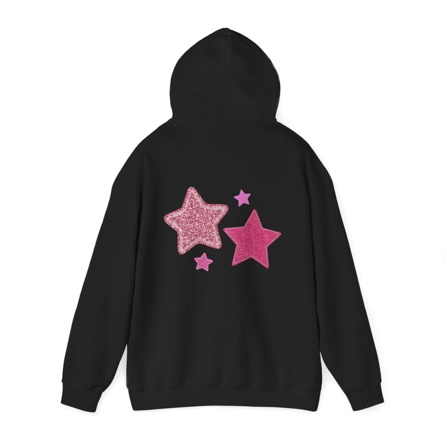 Pink Glitter Stars Hoodie — Cute Sparkle Graphic Pullover