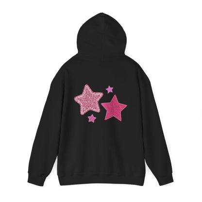 Pink Glitter Stars Hoodie — Cute Sparkle Graphic Pullover