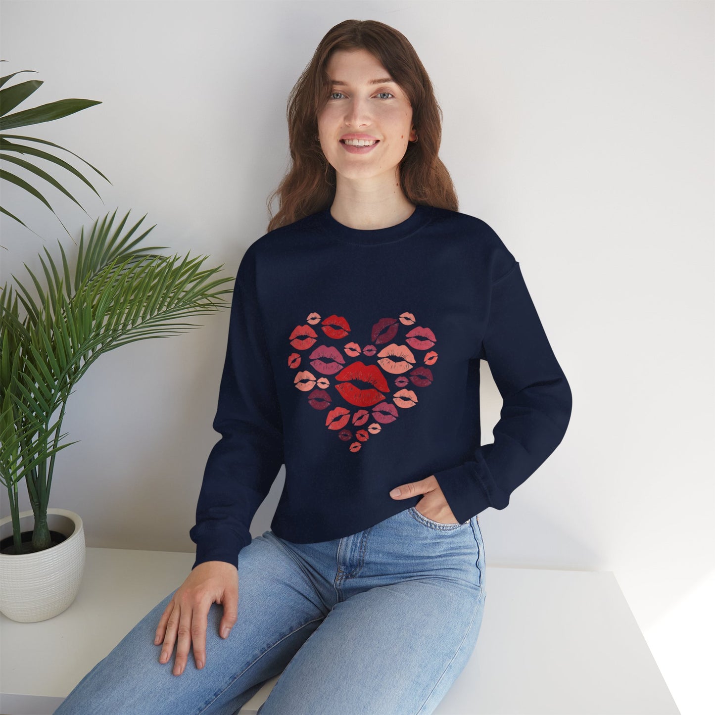 Kisses Crewneck Sweatshirt — Cozy Valentine's Day Pullover