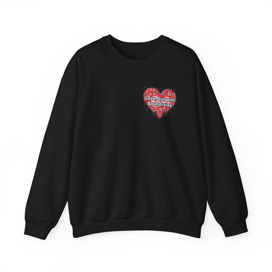 Crewneck Sweatshirt — "Love, but with Boundaries" Heart Graphic