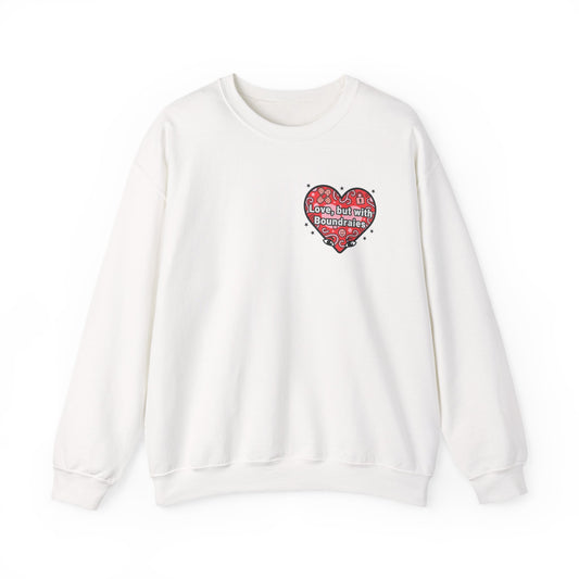 Crewneck Sweatshirt — "Love, but with Boundaries" Heart Graphic