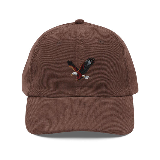 Corduroy Eagle Cap — Vintage Embroidered Baseball Hat