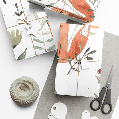 Botanical Fox Gift Wrap Paper – Woodland Animal Wrapping Sheets for Baby Showers, Birthdays & Eco-Friendly Presents