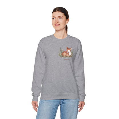 Cozy Winter Forest Fawn Crewneck Sweatshirt | cute animal illustration, cozy critter art