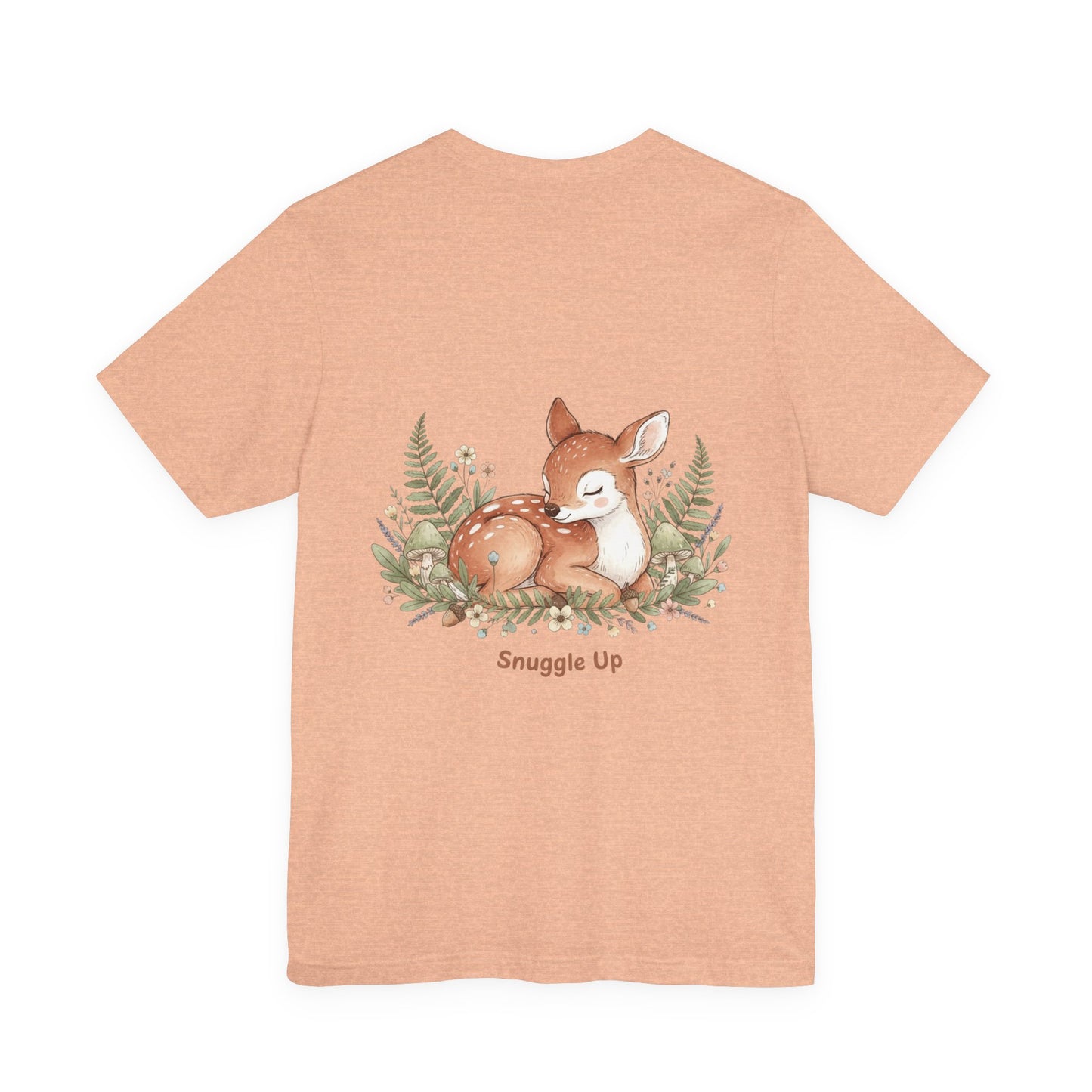Snuggled Fawn Illustration Tee | cute animal illustration, winter forest art