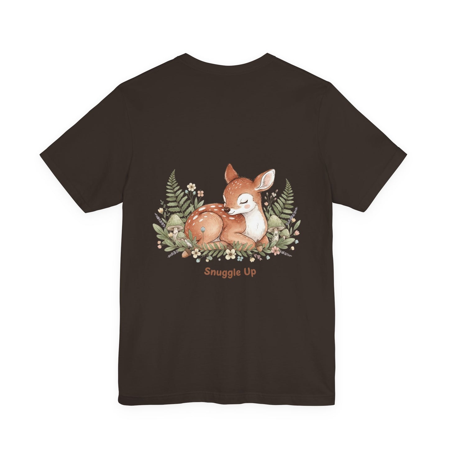 Snuggled Fawn Illustration Tee | cute animal illustration, winter forest art