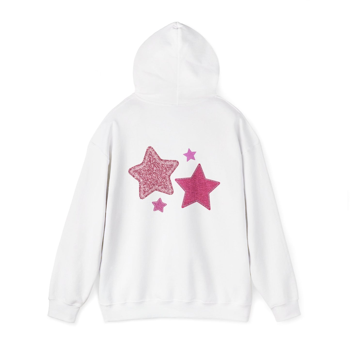 Pink Glitter Stars Hoodie — Cute Sparkle Graphic Pullover