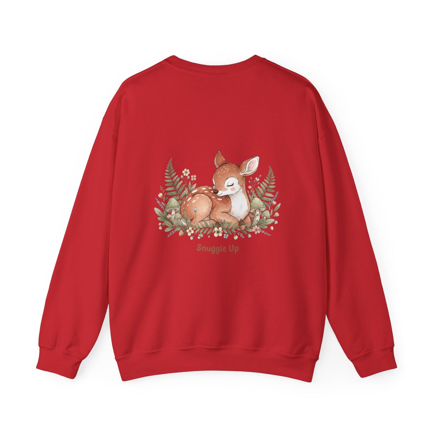 Cozy Winter Forest Fawn Crewneck Sweatshirt | cute animal illustration, cozy critter art