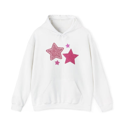 Pink Glitter Stars Hoodie — Cute Sparkle Graphic Pullover