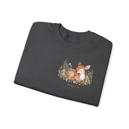 Cozy Winter Forest Fawn Crewneck Sweatshirt | cute animal illustration, cozy critter art