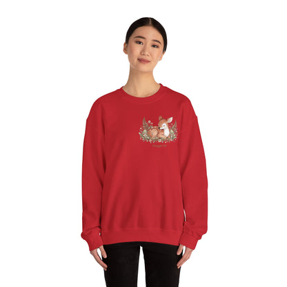 Cozy Winter Forest Fawn Crewneck Sweatshirt | cute animal illustration, cozy critter art