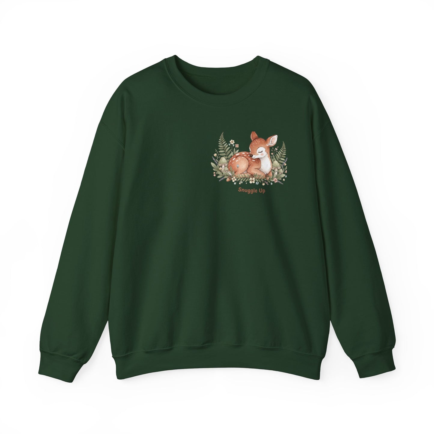 Cozy Winter Forest Fawn Crewneck Sweatshirt | cute animal illustration, cozy critter art