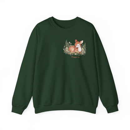 Cozy Winter Forest Fawn Crewneck Sweatshirt | cute animal illustration, cozy critter art