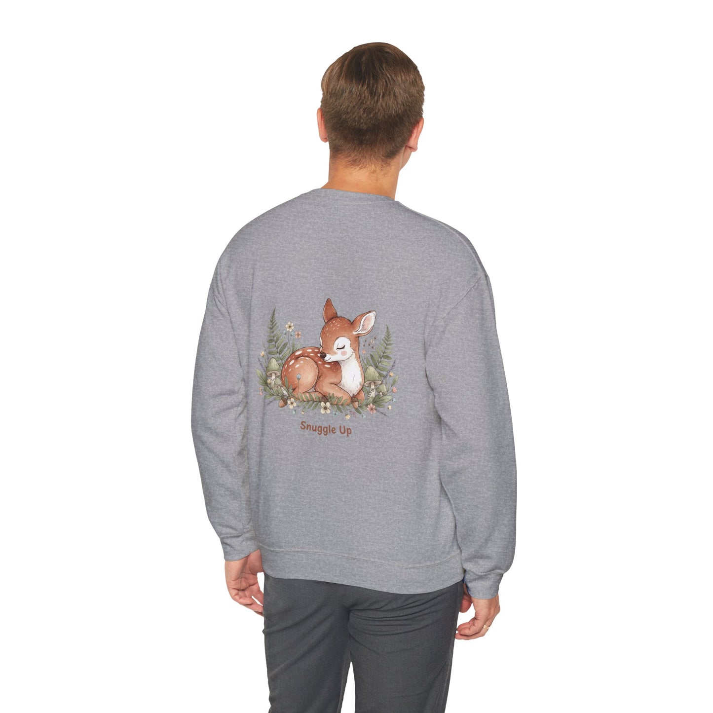Cozy Winter Forest Fawn Crewneck Sweatshirt | cute animal illustration, cozy critter art