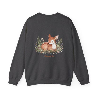 Cozy Winter Forest Fawn Crewneck Sweatshirt | cute animal illustration, cozy critter art