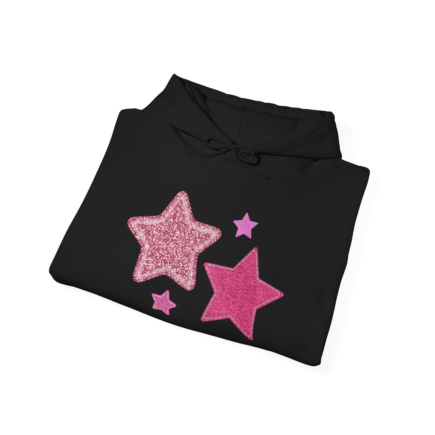 Pink Glitter Stars Hoodie — Cute Sparkle Graphic Pullover
