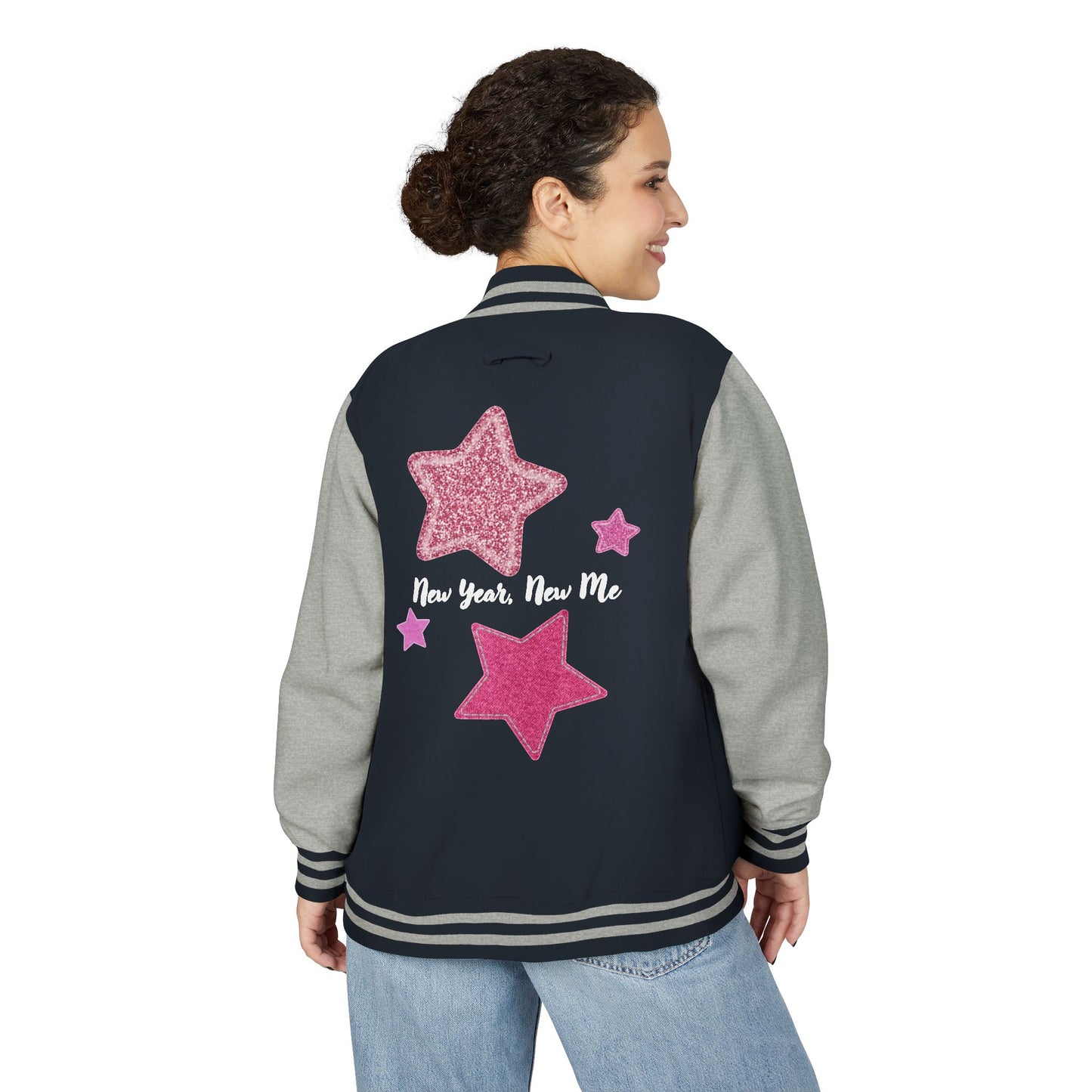 Cute Pink Star Letterman Jacket – New Year New Me