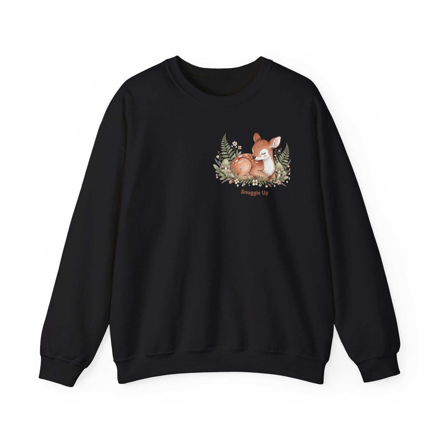 Cozy Winter Forest Fawn Crewneck Sweatshirt | cute animal illustration, cozy critter art