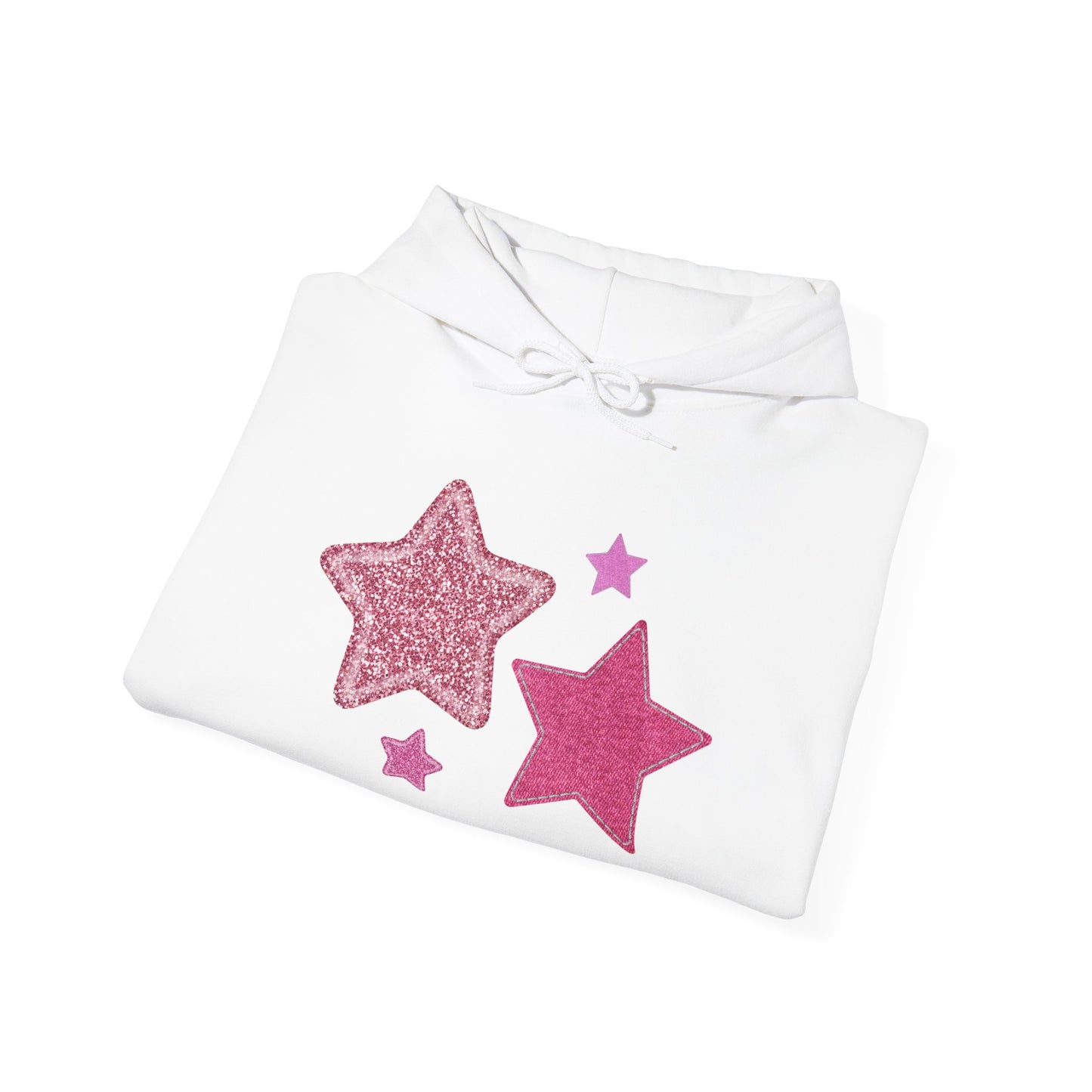 Pink Glitter Stars Hoodie — Cute Sparkle Graphic Pullover