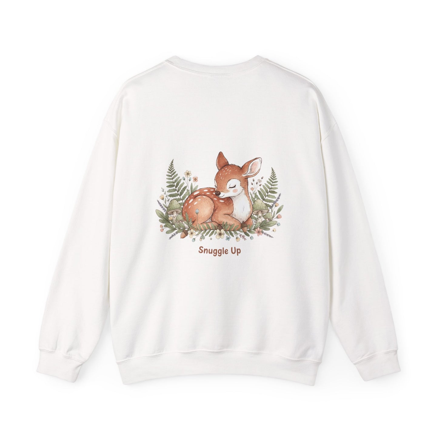 Cozy Winter Forest Fawn Crewneck Sweatshirt | cute animal illustration, cozy critter art