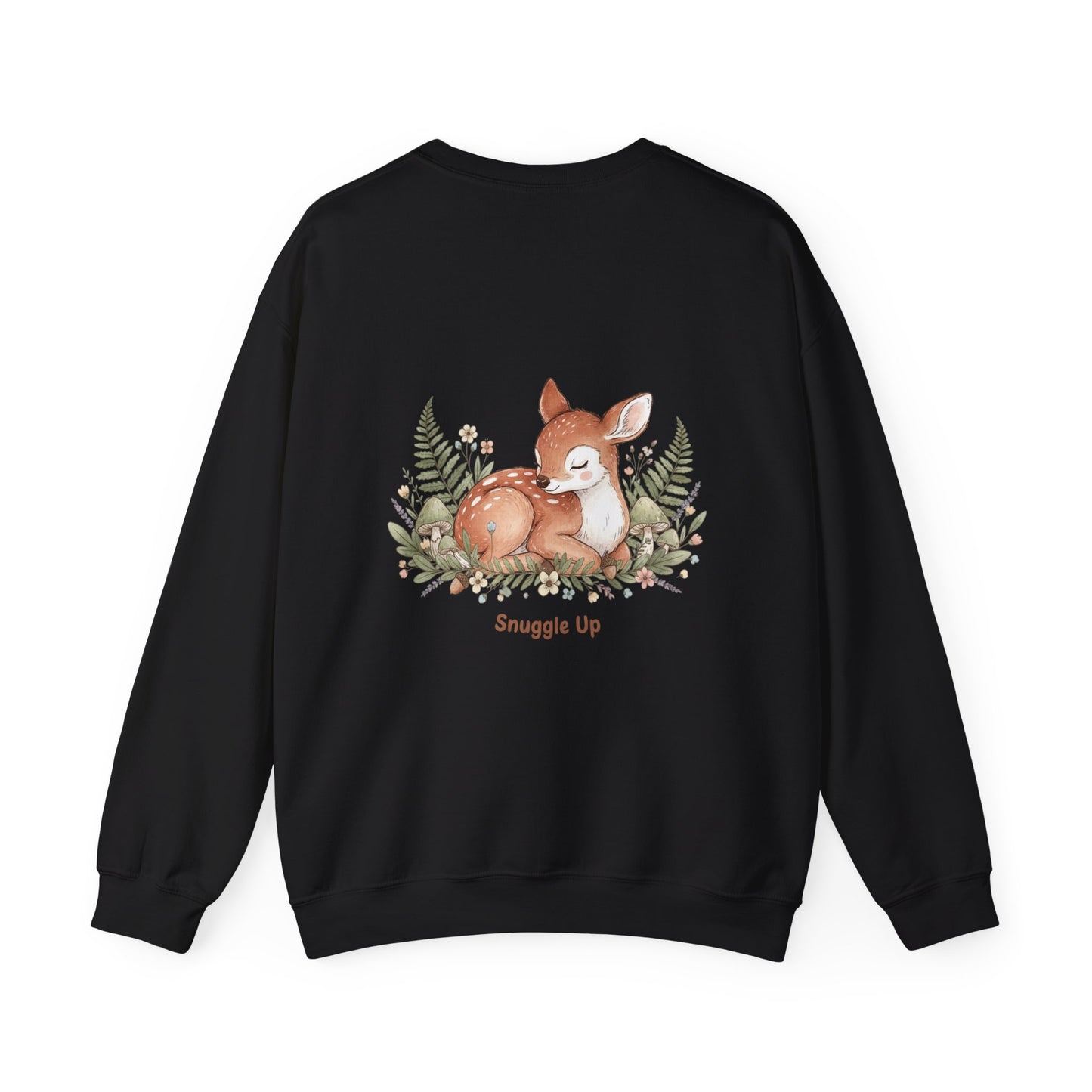 Cozy Winter Forest Fawn Crewneck Sweatshirt | cute animal illustration, cozy critter art