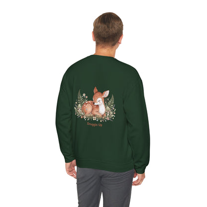 Cozy Winter Forest Fawn Crewneck Sweatshirt | cute animal illustration, cozy critter art