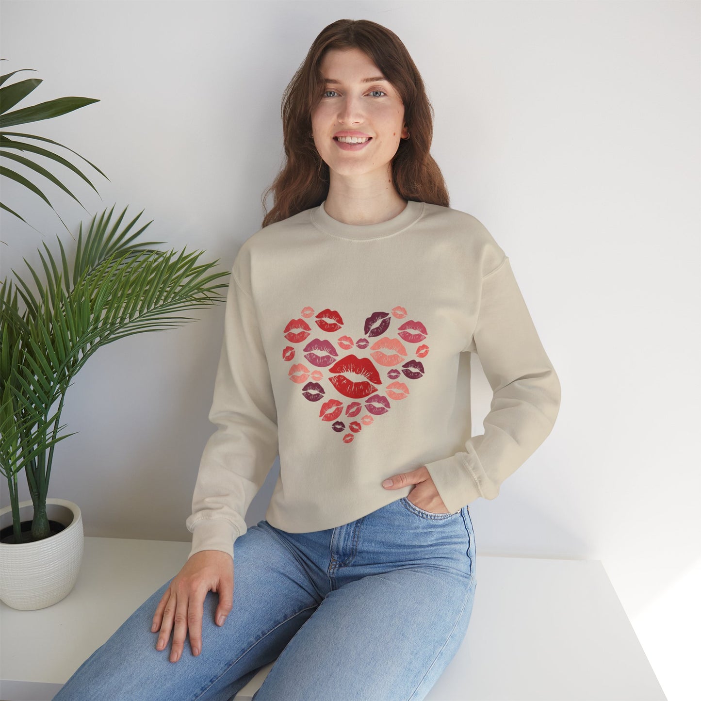 Kisses Crewneck Sweatshirt — Cozy Valentine's Day Pullover