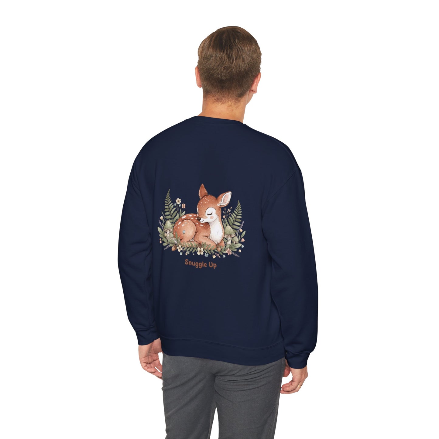 Cozy Winter Forest Fawn Crewneck Sweatshirt | cute animal illustration, cozy critter art
