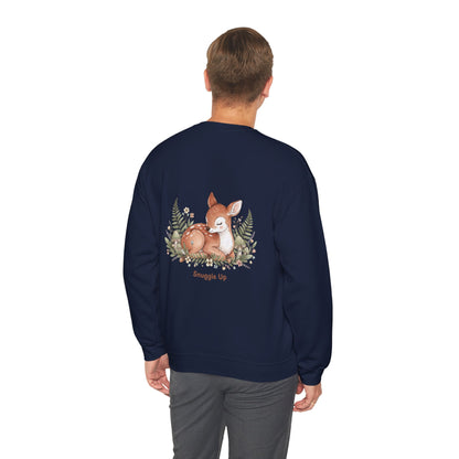 Cozy Winter Forest Fawn Crewneck Sweatshirt | cute animal illustration, cozy critter art